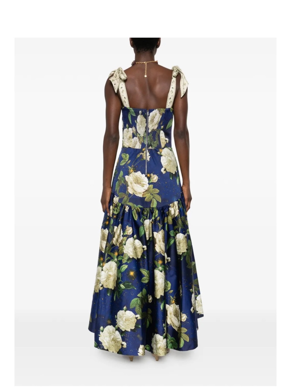 Alice + Olivia Rosalee floral bustier A-Line tie-strap midi dress in blue - Picture 4 of 6
